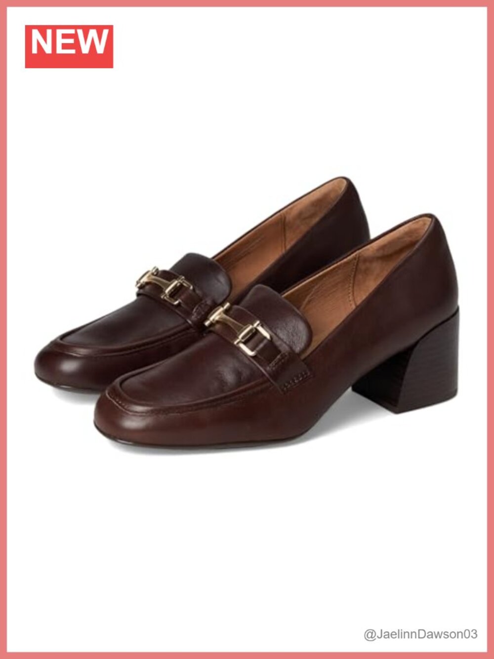 Leather Slip-On Loafers Block Heel Padded Footbed Cushioned Comfort Women's